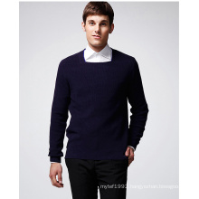 Pure Colour Long Sleeve Horseshoe Collar Pullover Man Sweater